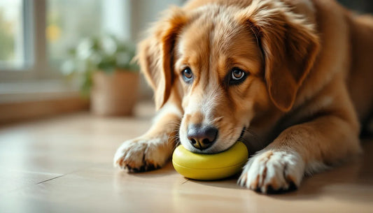 Köpeğin çiğneme oyuncağıyla oynarken ağız ve diş bölgesinin yakından görünümü