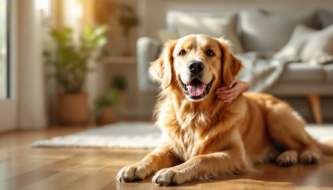 Köpeğin kulağının nazikçe kontrol edilmesi, ev ortamında sakin bir temizlik anı